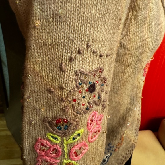 American Retro Paris embroidered knit jacket cardigan size2 - Picture 6 of 15